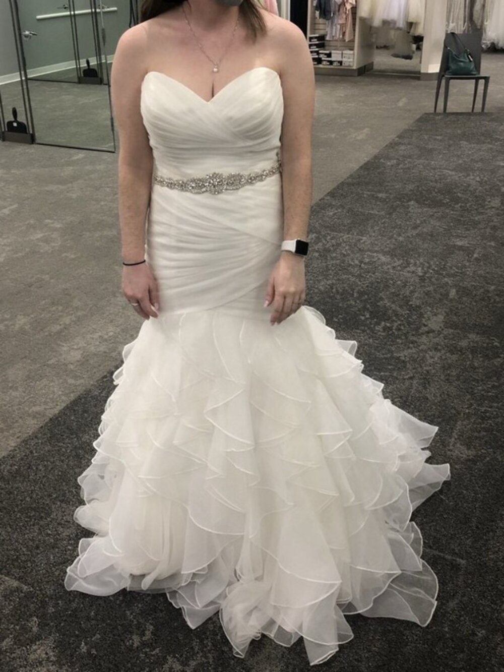 Davids Bridal -Organza mermaid wedding dress.  Never worn wedding dress- Size 10